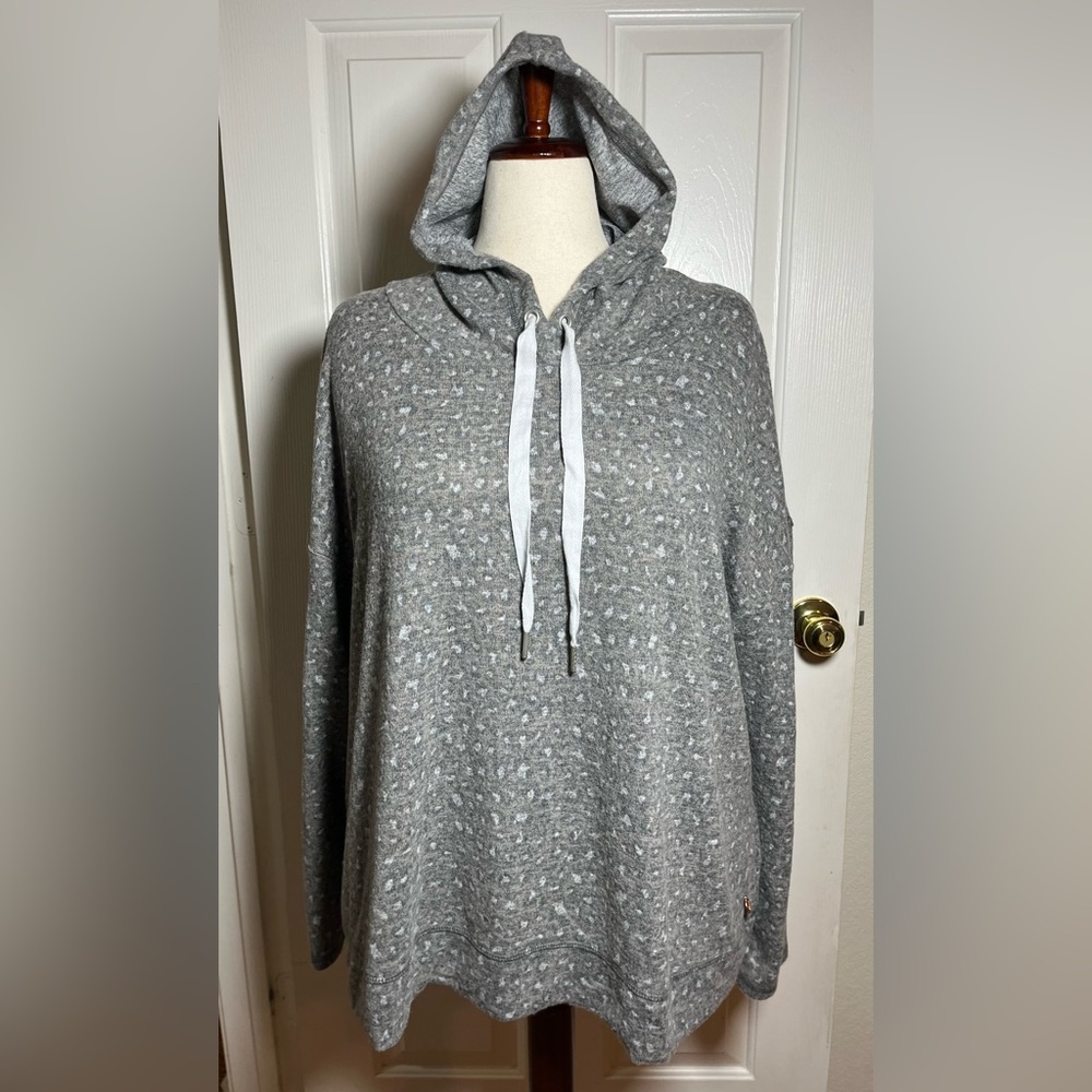Lane Bryant LIVI Soft Knit Hoodie in Leopard Print